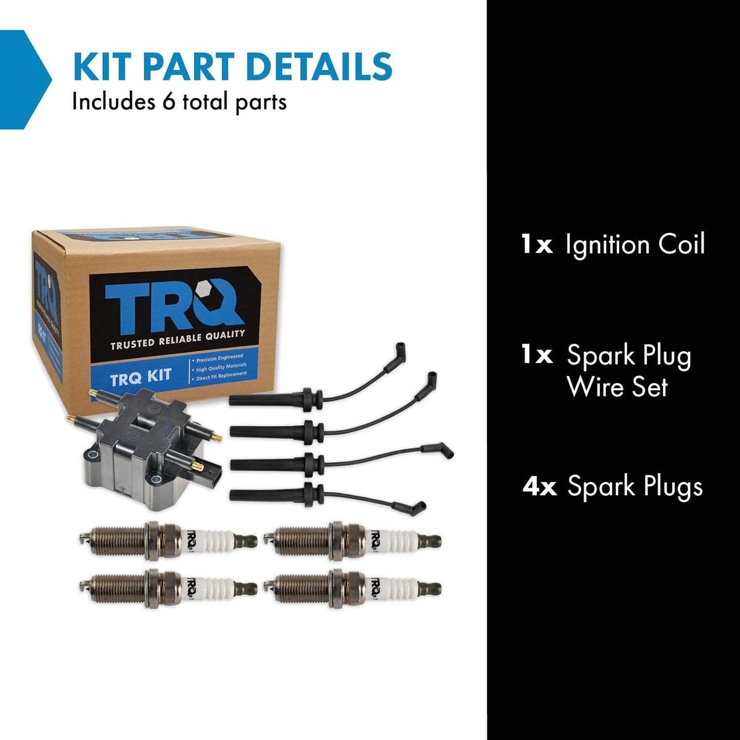 TRQ Ignition Kit Ignition Coil Spark Plugs Wire Set Compatible with 96-00 Chrysler 95-00 Dodge 97-00 Plymouth