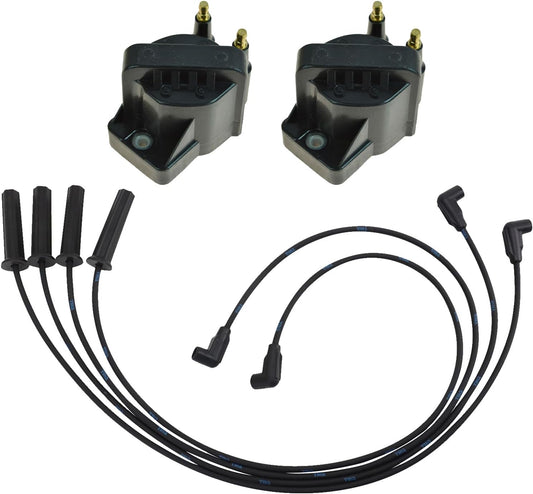 TRQ Ignition Kit Ignition Coil Spark Plugs Wire Set Compatible with 1998-2003 Chevrolet S10 GMC Sonoma 1998-2000 Isuzu Hombre