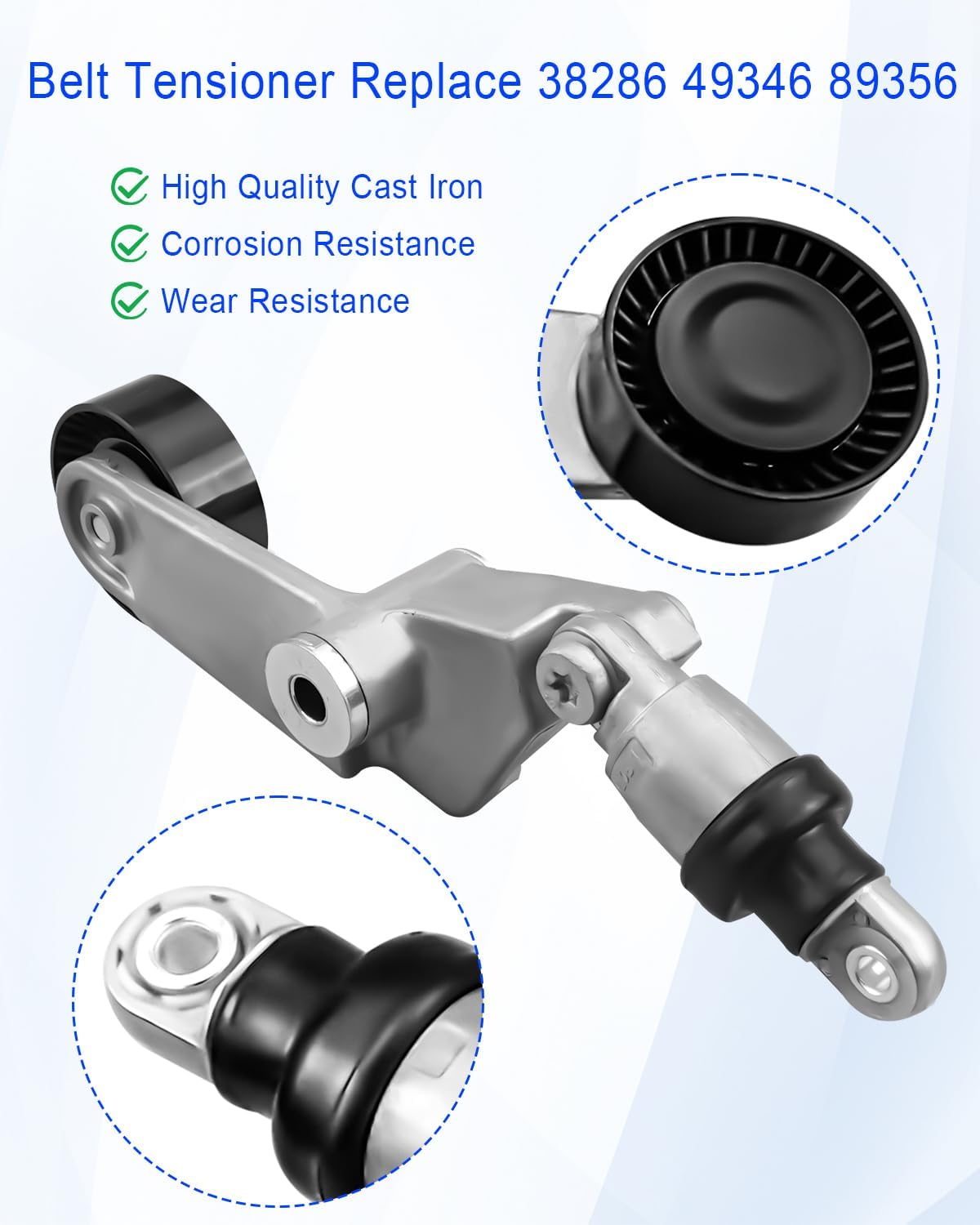 Serpentine Drive Belt Tensioner Kit Fit for Chevy Prizm Toyota Celica Corolla Matrix L4 1.8L 1998-2008, Belt Tensioner and Drive Belt Assembly Replace 38286 6PK1880 49346 89356 6PK1880 K060739