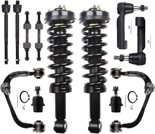 Struts Shock suspension kit for 2009 2010 2011 2012 2013 for ford for F-150 Front Complete Struts Assembly Control Arm and Ball Joint Assembly Ball Joint Stabilizer Bar Link Kit Tie Rod 12 Pcs