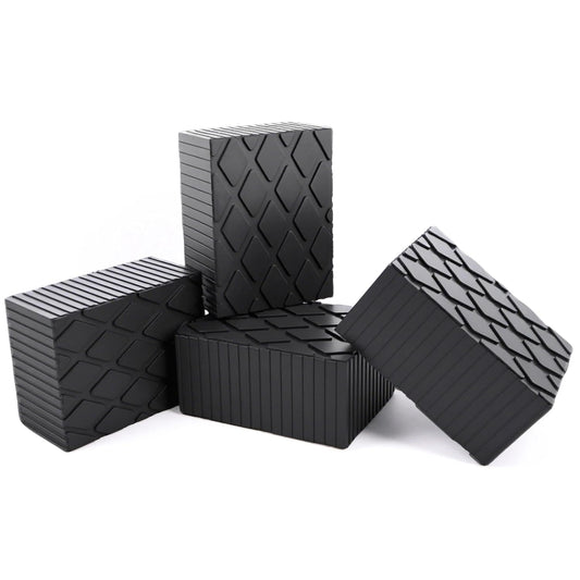 4 Pack 6-3/8" x 4-3/4" x 3.15" Solid Rubber Auto Lift Block Pads, Heavy-Duty Rubber Blocks for Car Lift Pads, Lift Blocks, Camper Stabilizer Jack Pads-Anti-Slip Texture,4000lb Capacity
