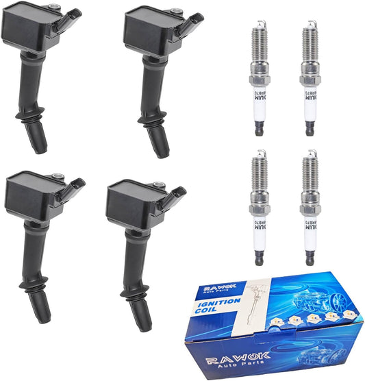 UF802 Ignition Coil Pack with 91970 Iridium Spark Plugs Set for 2016-2019 Chevy Cruze Buick Encore 1.4L 1399cc, Equinox Malibu 1.5L, 2018-2020 GMC Terrain 1.5L,12635672 12670053 12698064