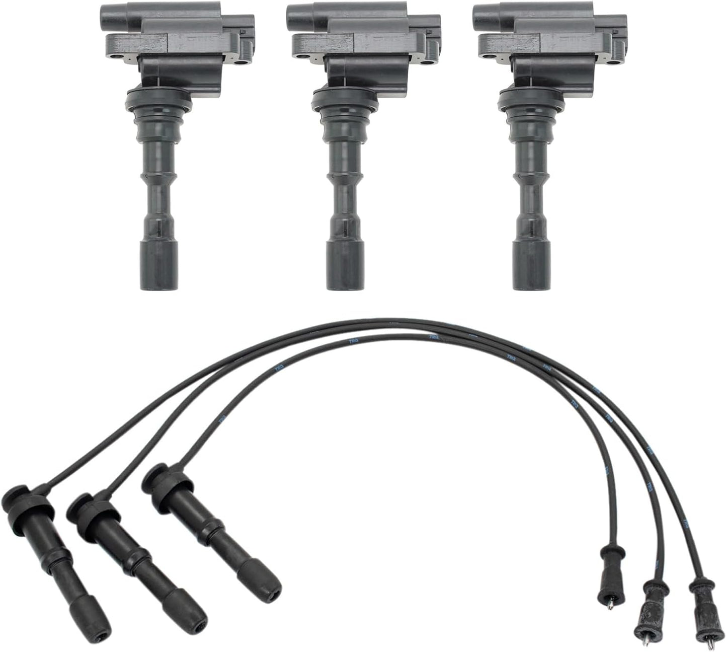 TRQ Ignition Kit Ignition Coil Spark Plugs Wire Set Compatible with 2003-2005 Hyundai XG350