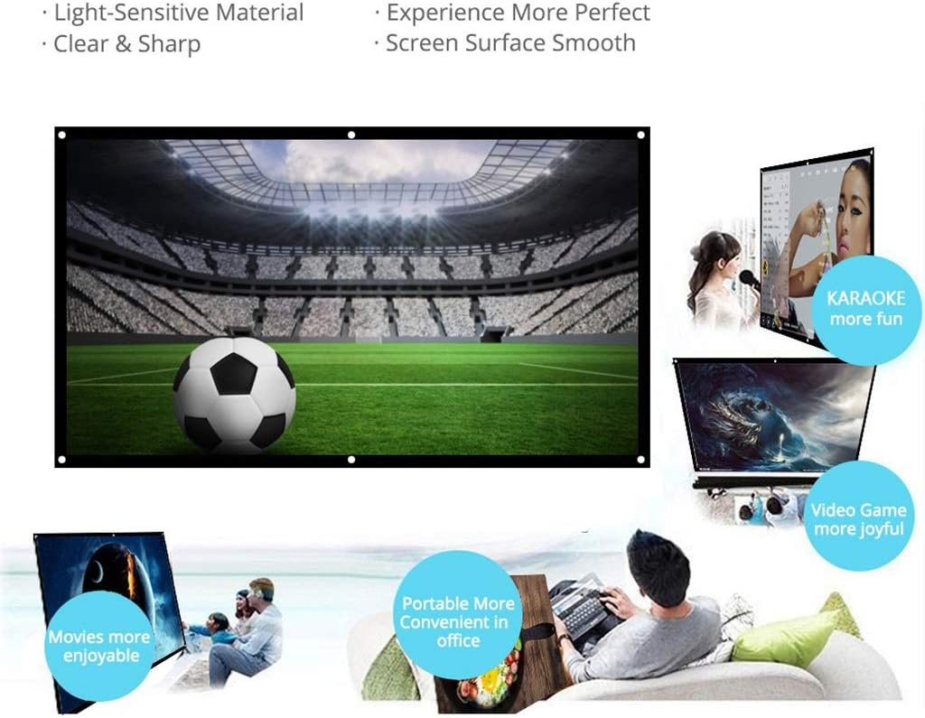70'' Portable Projector Screen 16:9 White Dacron 70" Diagonal Projection Screen Foldable Home Theater for Wall Projection