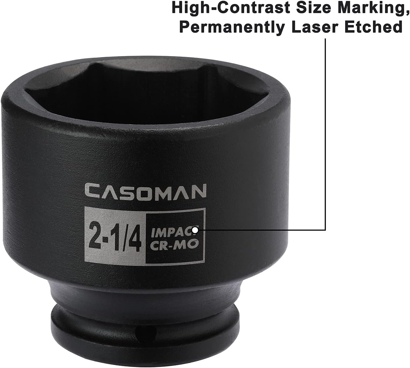 CASOMAN 9PCS 3/4" Drive Spindle Axle Nut Impact Socket Set, Include 1/2" to 3/4" Adapter, 6 Point, CR-MO, 2-1/16" to 2-1/2", Large Socket Set, Heavy Duty Use In Removing And Installing Axle Nuts