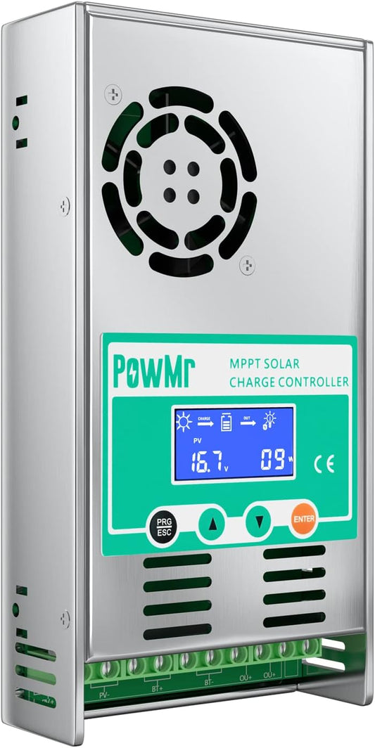 60A MPPT Charge Controller 12V/24V/36V/48V DC Input 60 AMP MPPT Solar Charge Controller Max PV Input 160VDC LCD Display Charge Controller Solar Panel Regulator for Lead-Acid and Lithium Battery