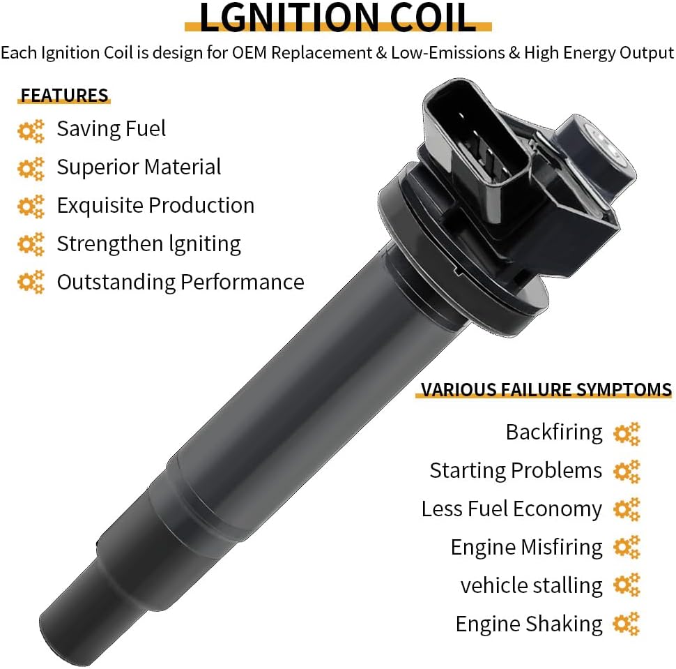 Set of 6 Ignition Coils UF267 and 4504 Iridium Spark Plugs Compatible with 1999-2018 Lexus Toyota Lexus ES300 RX300 ES330 RX330 Sienna Highlander Avalon Camry Solara 3.0L 3.3L V6
