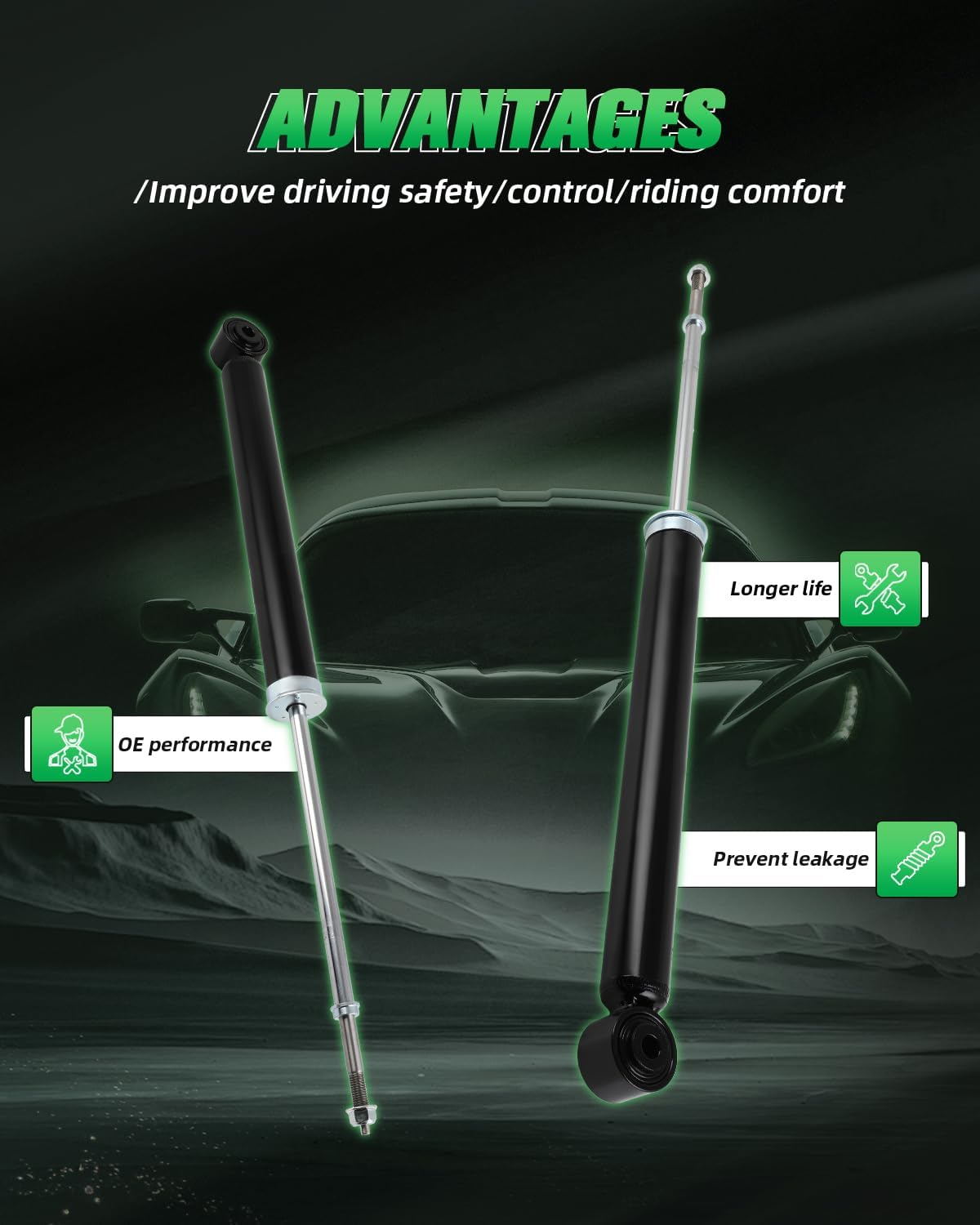 SCITOO - Rear Shock Absorbers for Nissan Fits 2015-2020 for Nissan Versa,2014-2019 for Nissan Versa Note Shocks 3430043 5673 E62103WC0C E62109KN0A E62109MB0A 930795 Shocks Struts - 2Pc Set