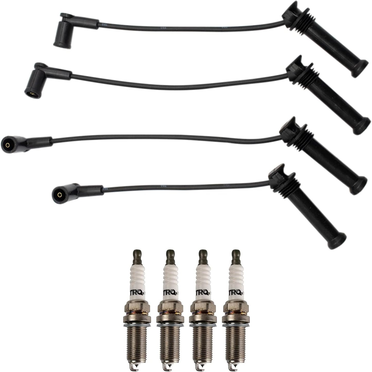 TRQ Ignition Kit Spark Plugs Wire Set Compatible with 2011-2019 Ford Fiesta