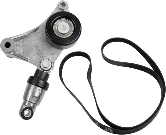 38216 Drive Belt Tensioner Pulley And 7PK1933 Serpentine Belt Component Kit Compatible With 2004-2006 Toyota Camry L4 2.4L