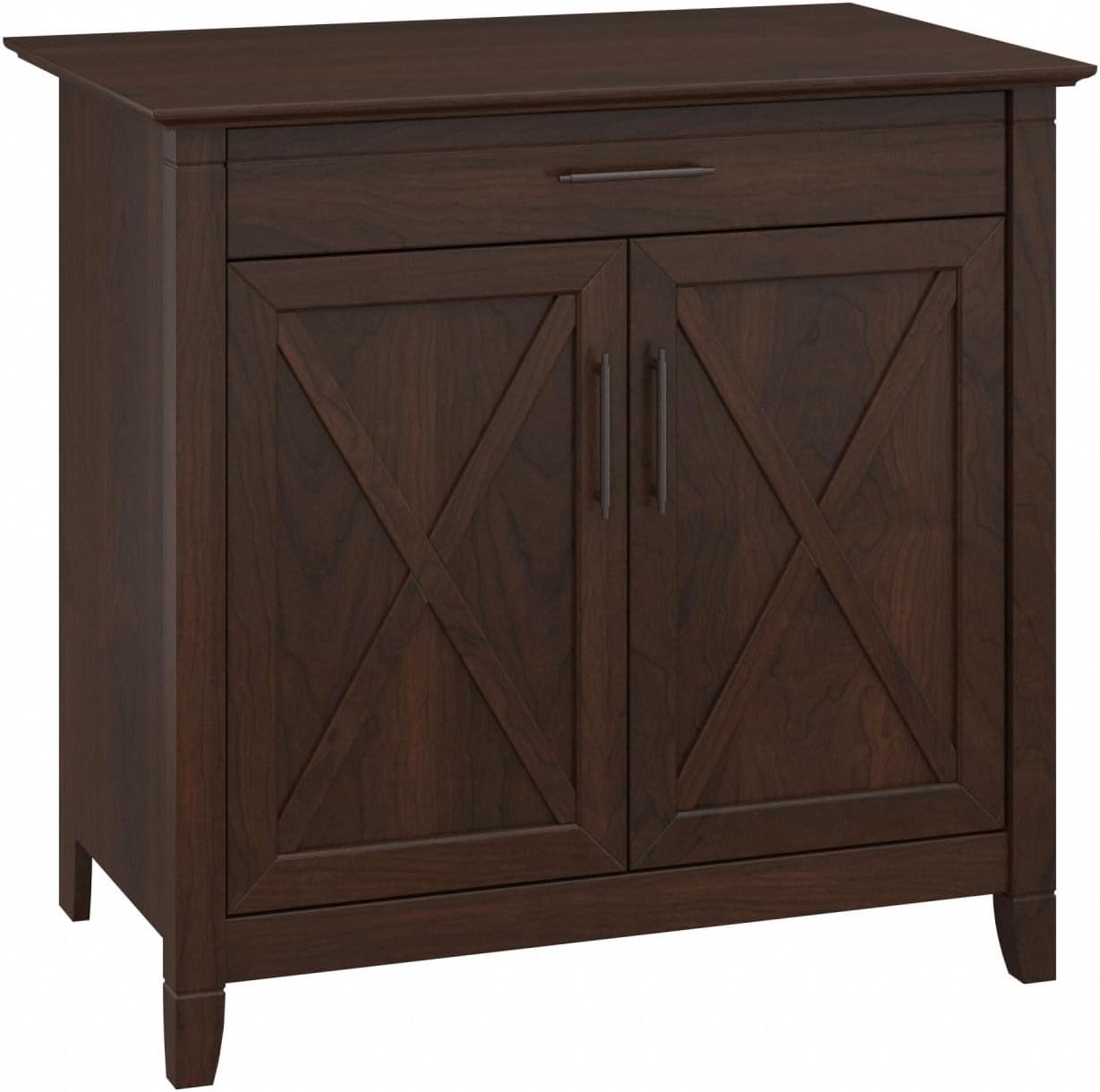 Bush Furniture Key West Secretary Desk | Accent Cabinet with Work Surface in Pure White Oak | 30W x 20D Hidden Writing Table and Storage for Small Spaces