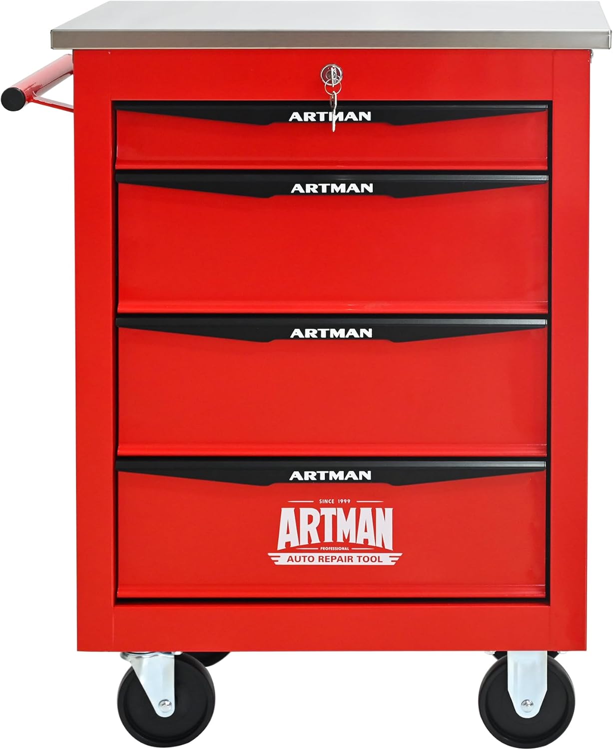 7-Drawer Heavy-Duty Rolling Steel Tool Cart with Handle&Wheels, Metal Storage Organizer Cabinet, Tool Chest for Efficient Tool Storage in Garage, Warehouse, Workshop, Repair Shop, Blue