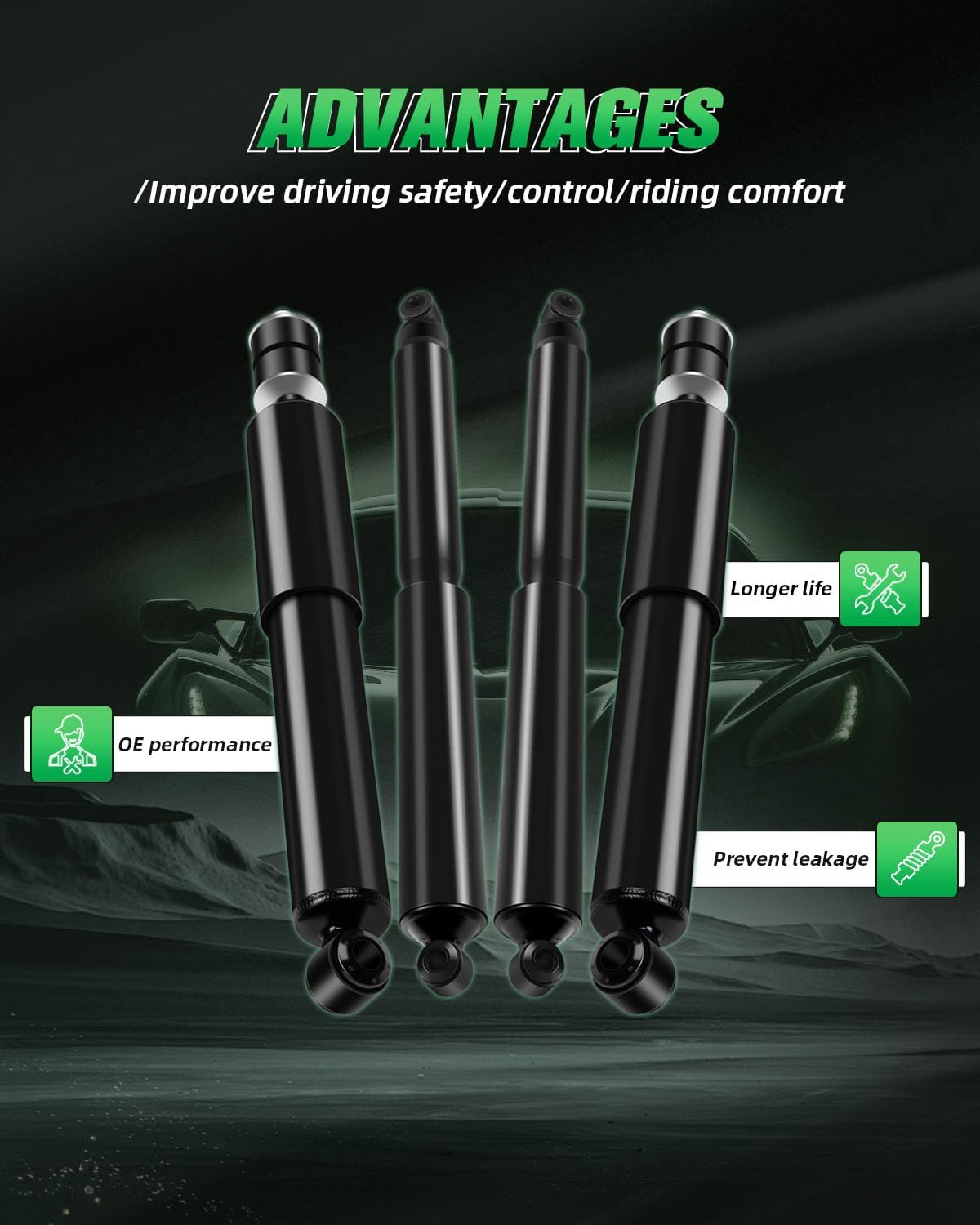 SCITOO Front and Rear Shock Absorbers Struts Compatible with 2005-2016 for Ford for F-250 Super Duty, 2005-2016 for Ford for F-350 Super Duty, Replace 344370 34684 Automotive Shocks 4PCS