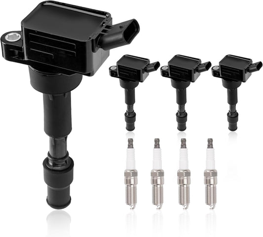 UF816 Set of 4 Ignition Coil Packs & Spark Plugs Compatible with 2016-2021 Hyundai Elantra Kona Sonata Hybrid Veloster Kia Forte Optima Hybrid Soul 2.0L Replace# 27300-2E601 49137 GN10877
