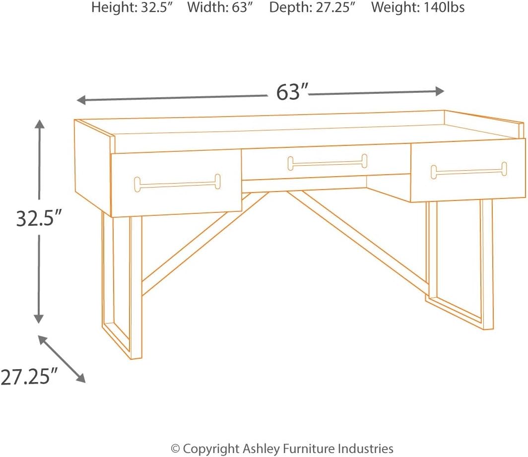 Signature Design by Ashley Starmore Urban Industrial 63" Home Office Desk with Open Storage Cubby, Brown