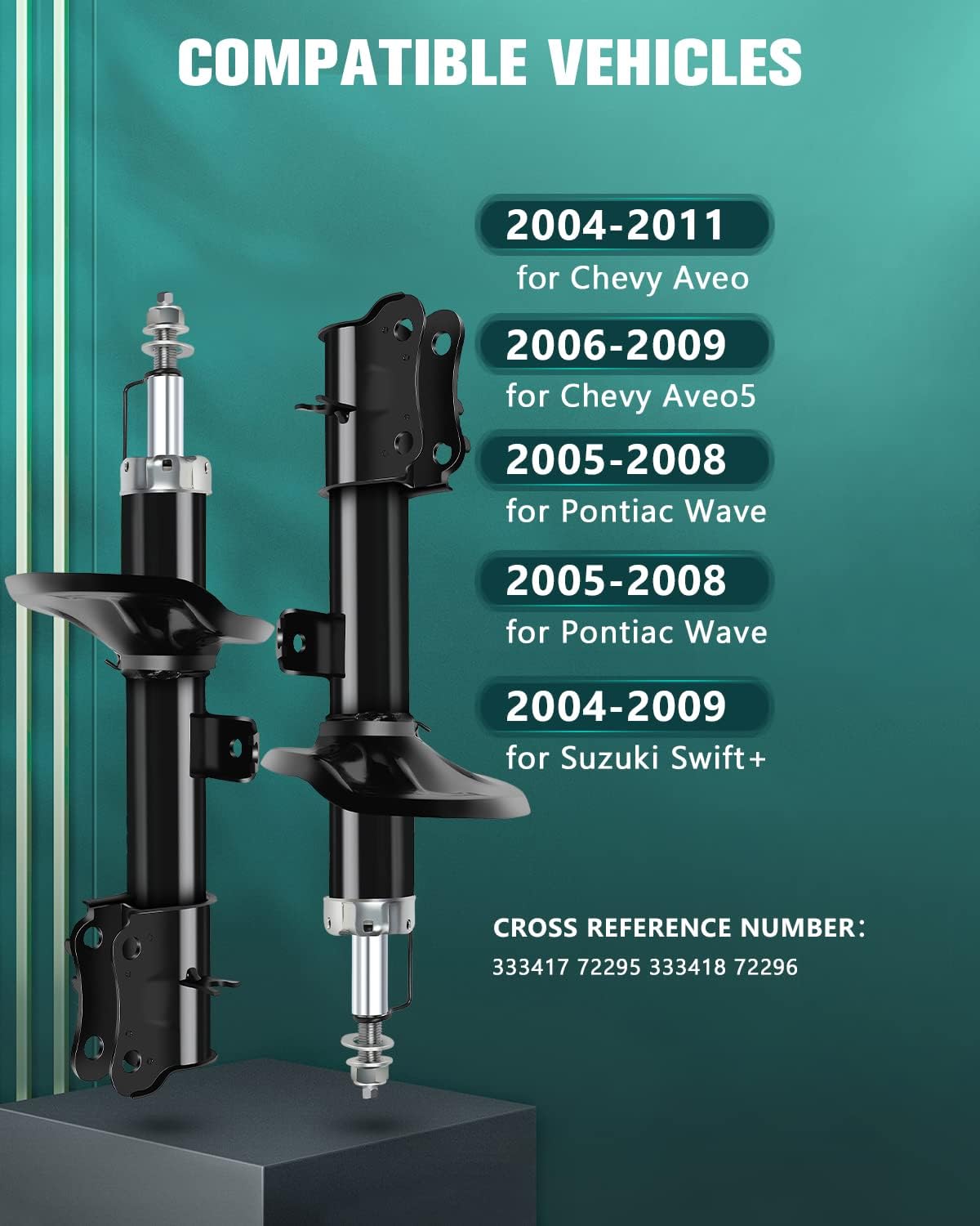 2x Struts AUTOMUTO Shock Absorbers Fits 2004-2011 for Chevy Aveo,2006-2009 for Chevy Aveo5,2009-2010 for Pontiac G3,2005-2008 for Pontiac Wave,2004-2009 for Suzuki Swift+ 333417 Auto Shocks - Front