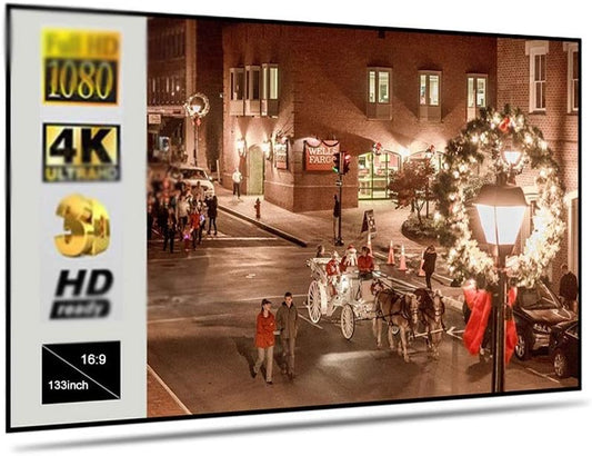 133" Portable Foldable Projector Screen 16:9 Metal Layer Light Resistant Home Movie Reflective Screen Magic Pastes Easy to use(30 inch)