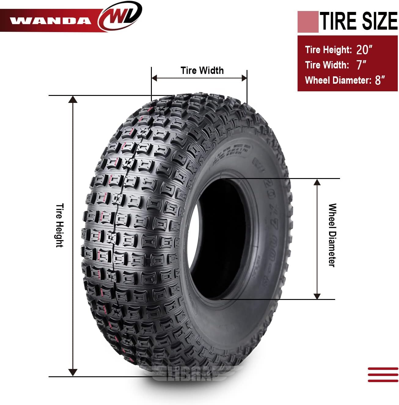 WANDA Set 2 ATV tires 20x7-8 20x7x8 4PR