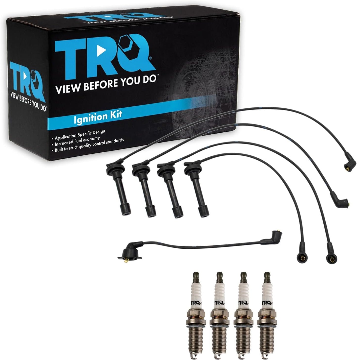 TRQ Ignition Kit Spark Plugs Wire Set Compatible with 2011-2019 Ford Fiesta