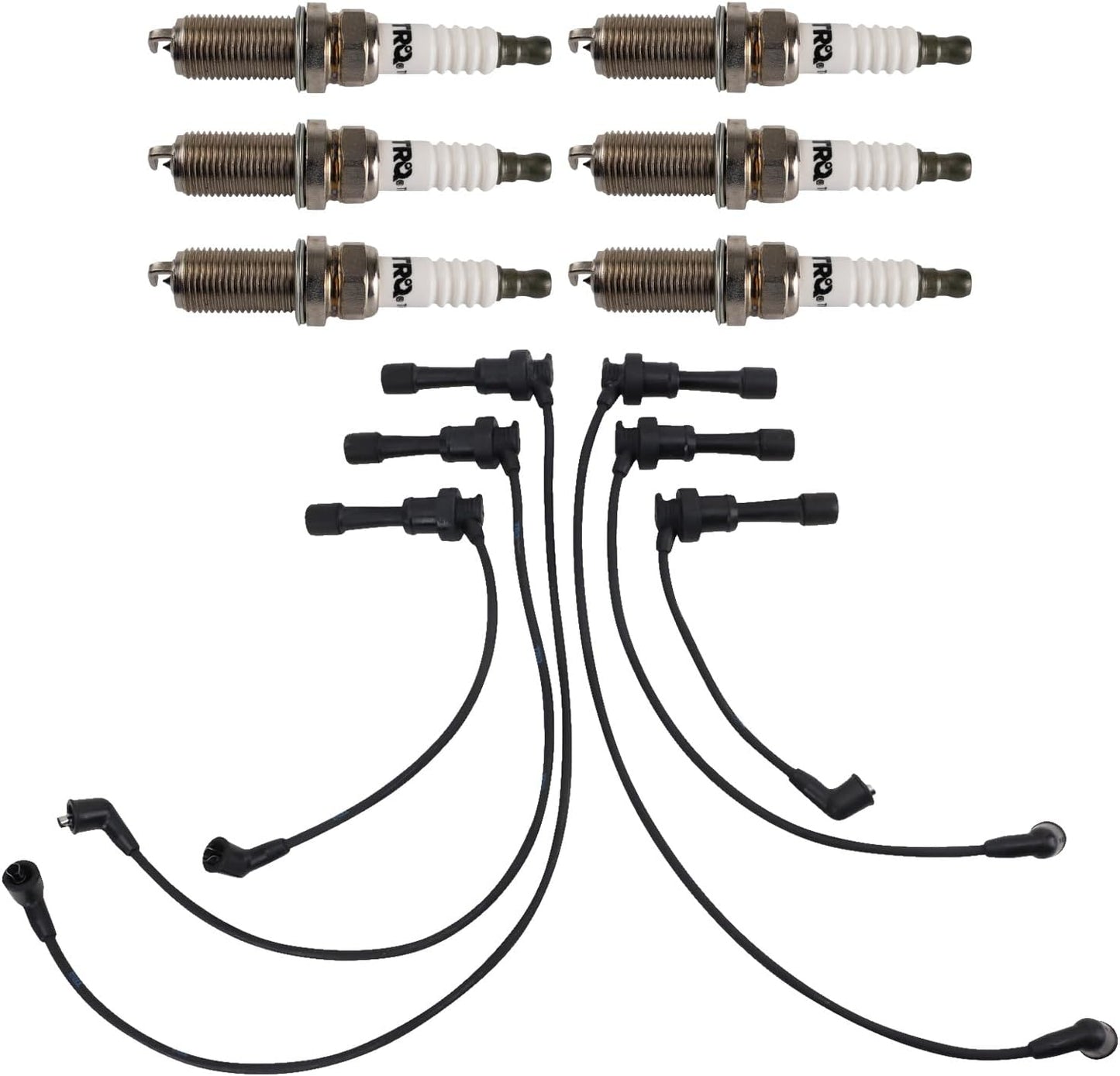 TRQ Ignition Kit Spark Plugs Wire Set Compatible with 1991-1996 Dodge Stealth