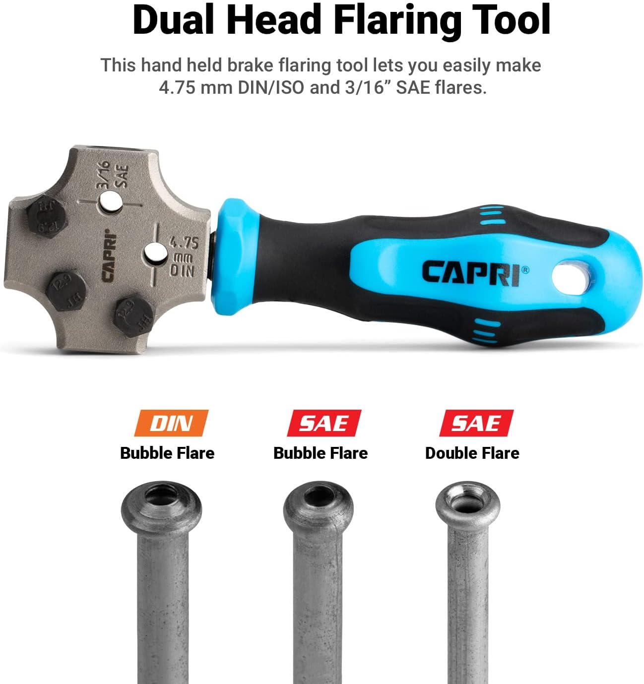Capri Tools 3/16 in. Dual Head Flaring Tool, makes 4.75 mm ISO/DIN Bubble Flare and 3/16" SAE Double Flare