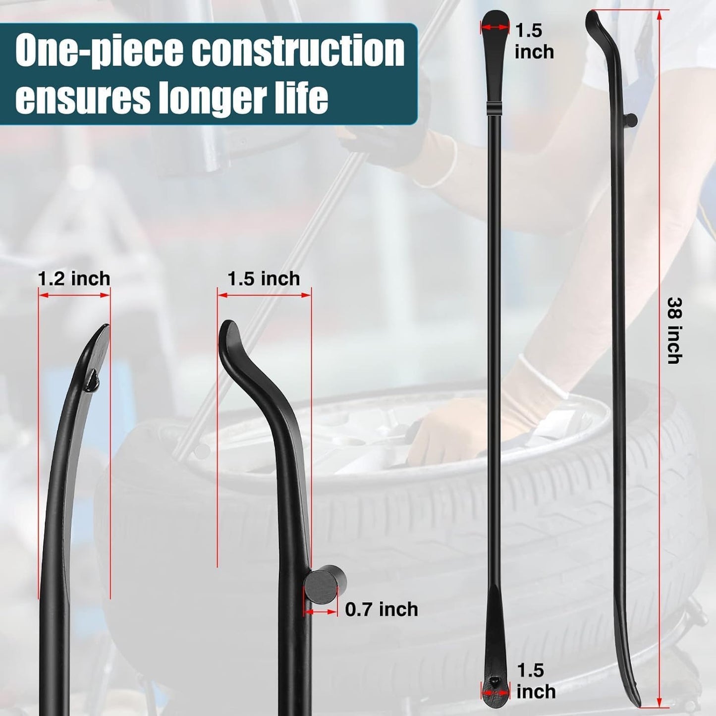 2 PCS Tire Mount and Demount Iron, Tire Changing Removal Tool for Tubeless Tires, Tire Bar for Auto or Truck Maintenance, Replace Manual Tire Changer | 38 in x 4/5 in, Black