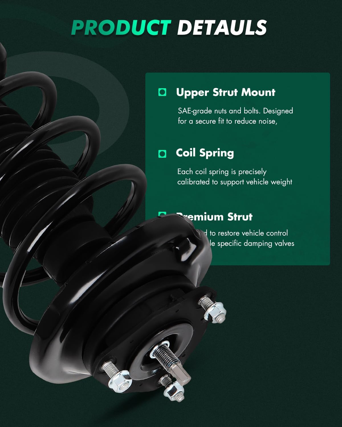 SCITOO Front Pair Complete Strut Spring Shock Absorber Assembly 172257 172258 Quick Struts Replacement for Ford Focus 2006 2007 2008 2009 2010 2011 (Set of 2)