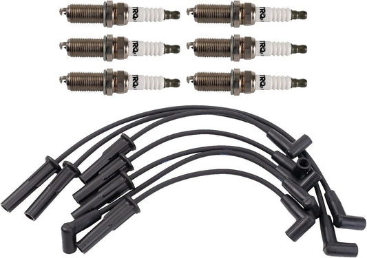 TRQ Ignition Kit Spark Plugs Wire Set Compatible with 1987-1990 Jeep Cherokee Comanche Wagoneer