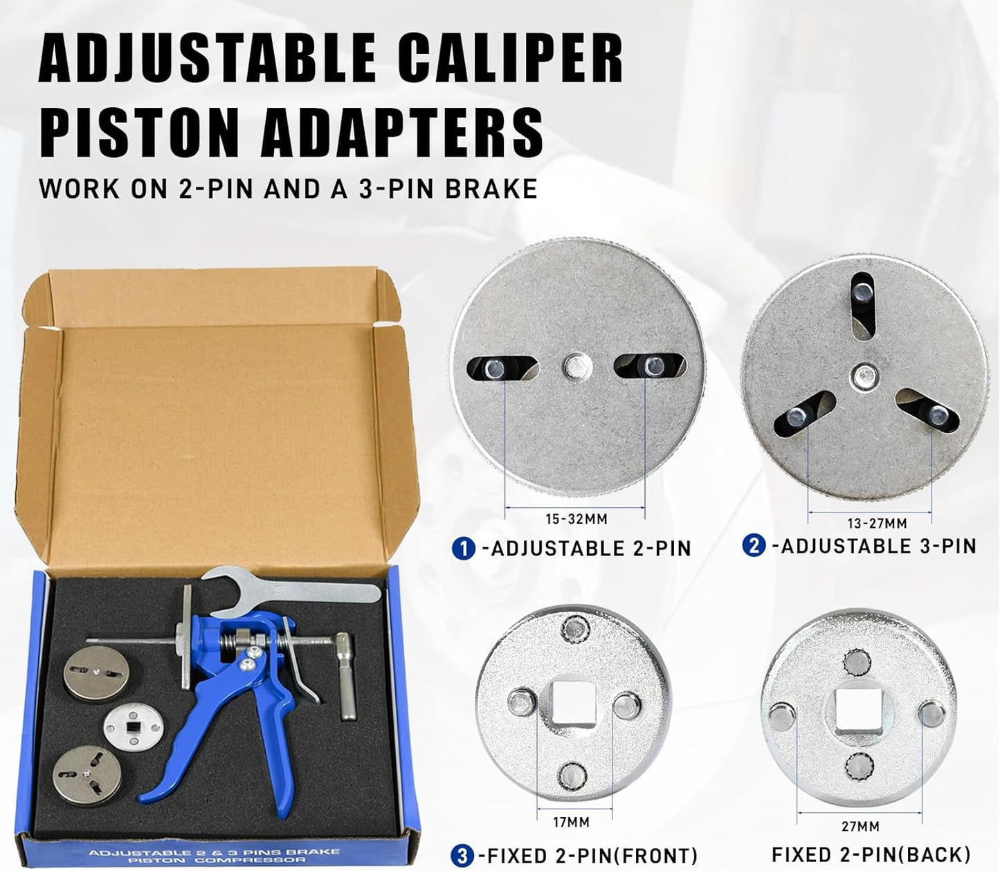 29350 Rear Brake Caliper Piston Rewind Tool - Single Discs Rear Brake Kit, Combines Adjustment & Compression for Smooth Brakes