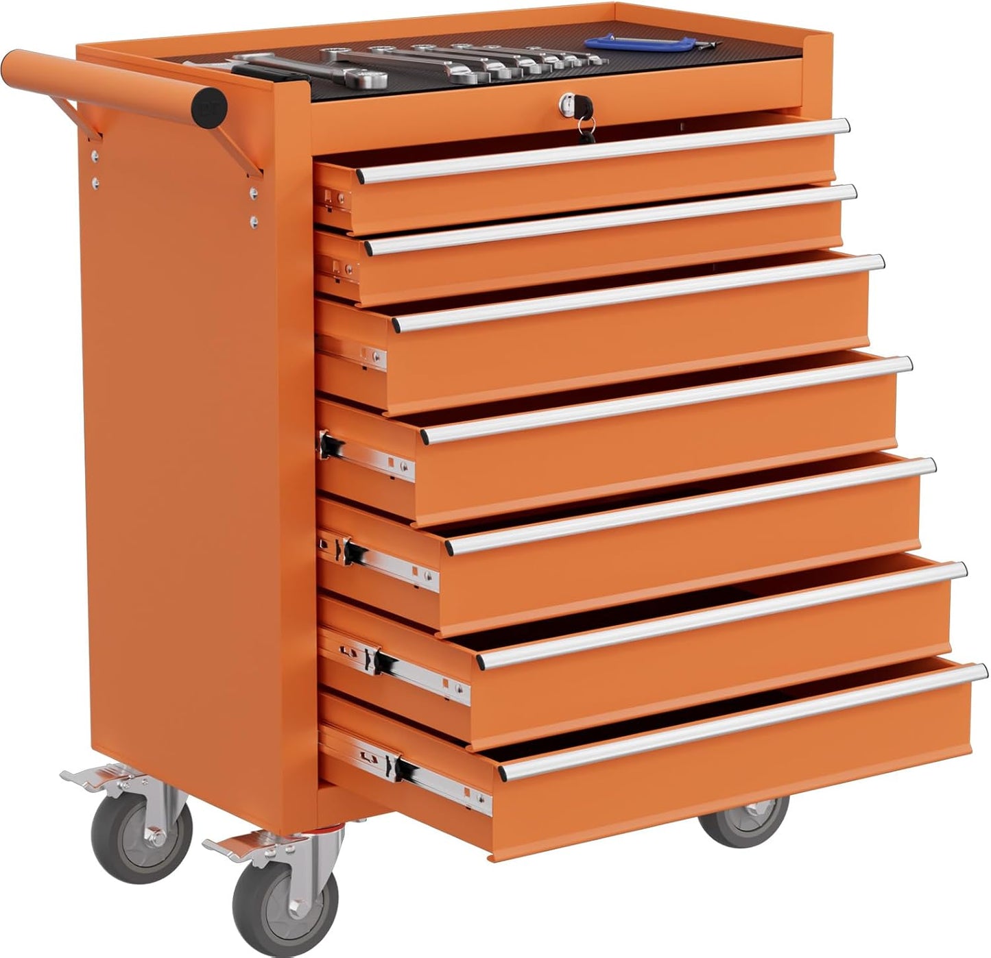 7-Drawer Rolling Tool Chest with Wheels, High Capacity Tool Box with Drawers, Metal Tool Storage Cabinet with Interlock System for Garage, Warehouse and Repair Shopp, Blue