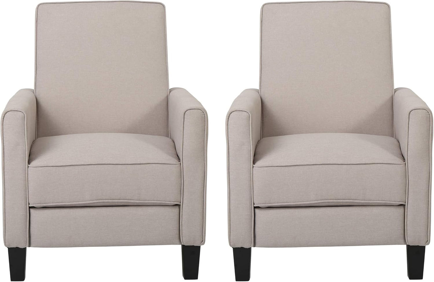 Christopher Knight Home Emmie Fabric Recliner (Set of 2), Beige, Dark Brown