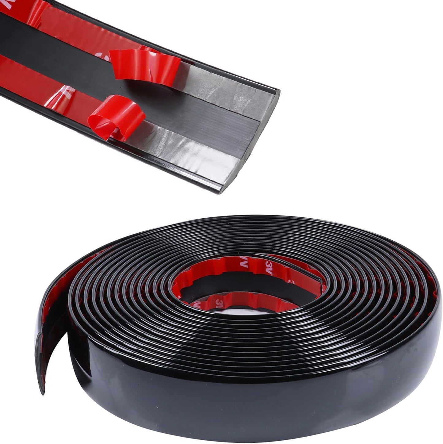 16FT Automotive Trim Molding 4"(100mm) Wide Heavy Duty Car Side Moldings UV-Protected Scratch-Proof for All Vehicles Body Door Window Bumper Self Adhesive, Glossy Black