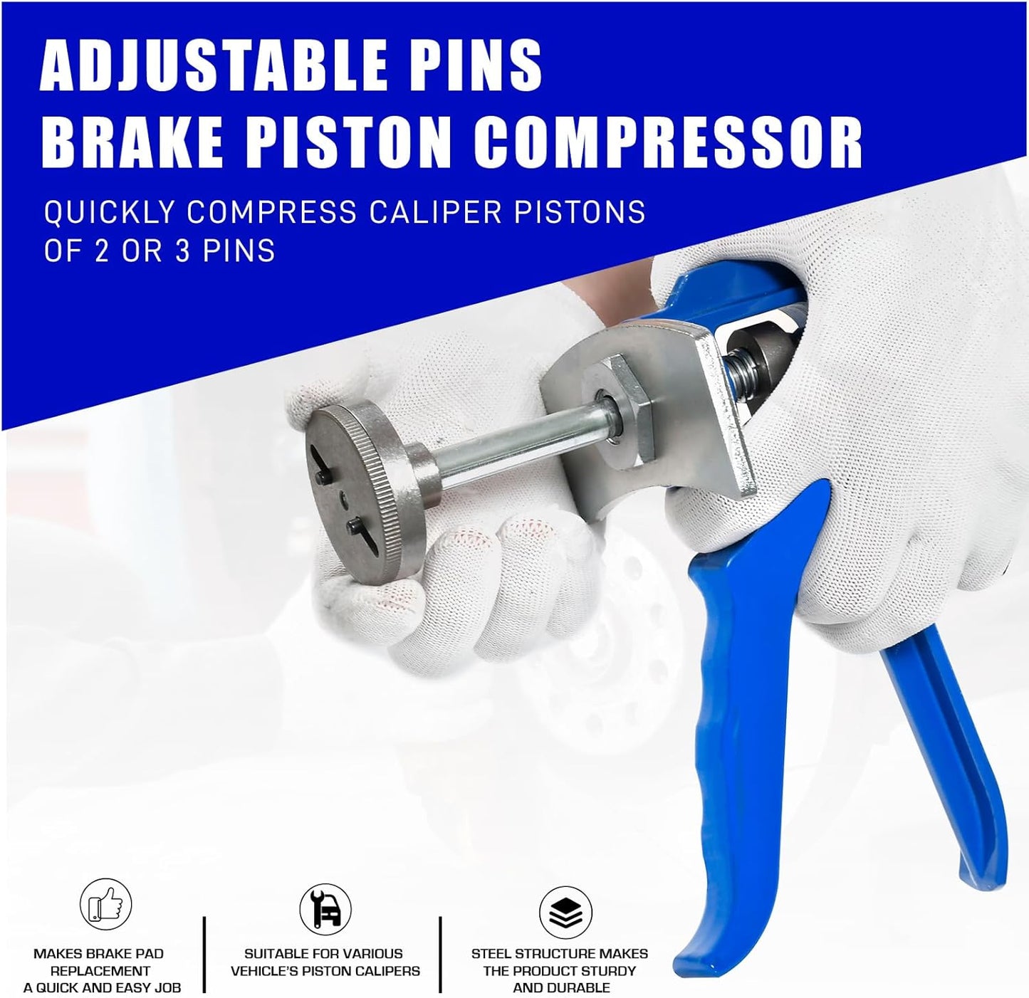 29350 Rear Brake Caliper Piston Rewind Tool - Single Discs Rear Brake Kit, Combines Adjustment & Compression for Smooth Brakes