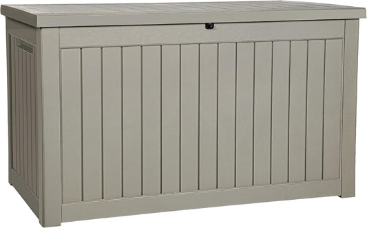 YITAHOME XXL 230 Gallon Large Outdoor Storage Deck Box for Patio Furniture, Outdoor Cushions, Garden Tools and Sports/ Pools Equipment, Weather Resistant Resin, Lockable (Taupe)