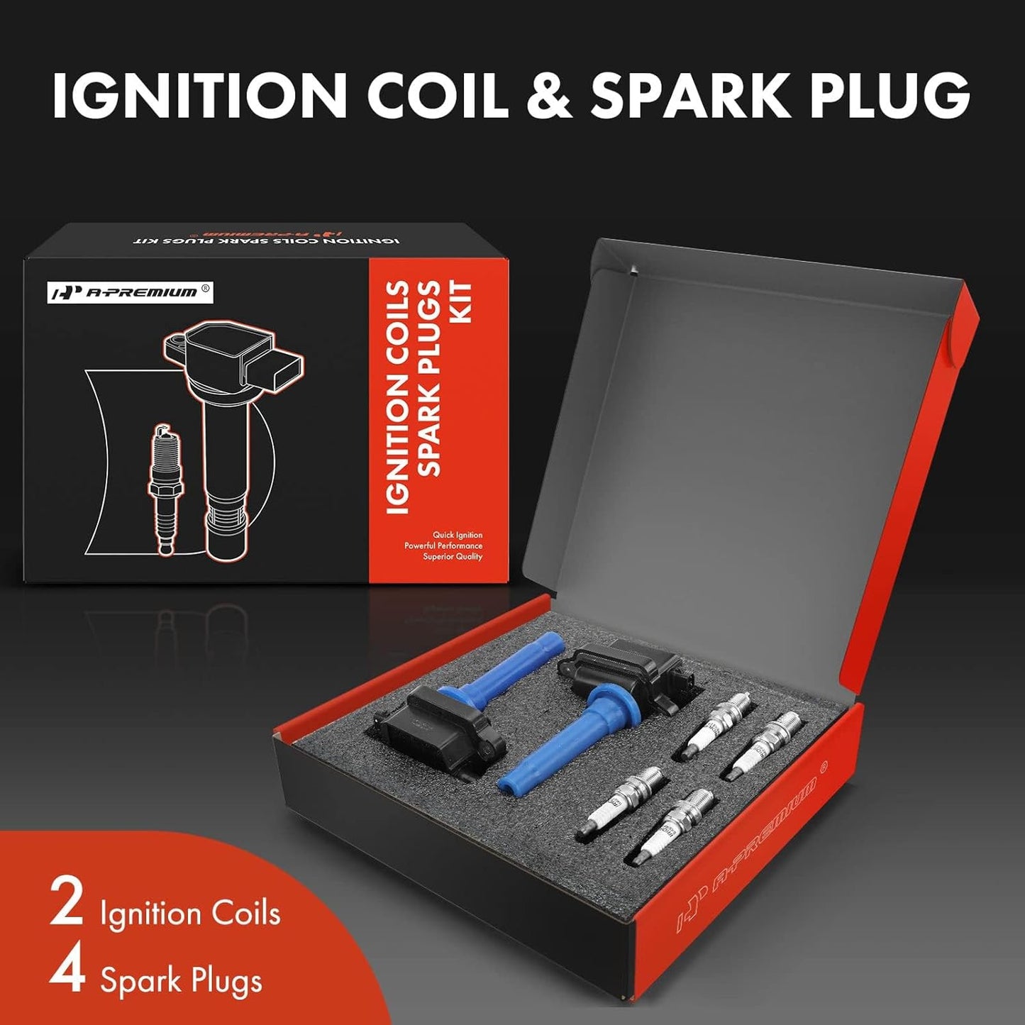 A-Premium Ignition Coils and Spark Plugs Kits Compatible with Kia Sportage 1995-2002 L4 2.0L