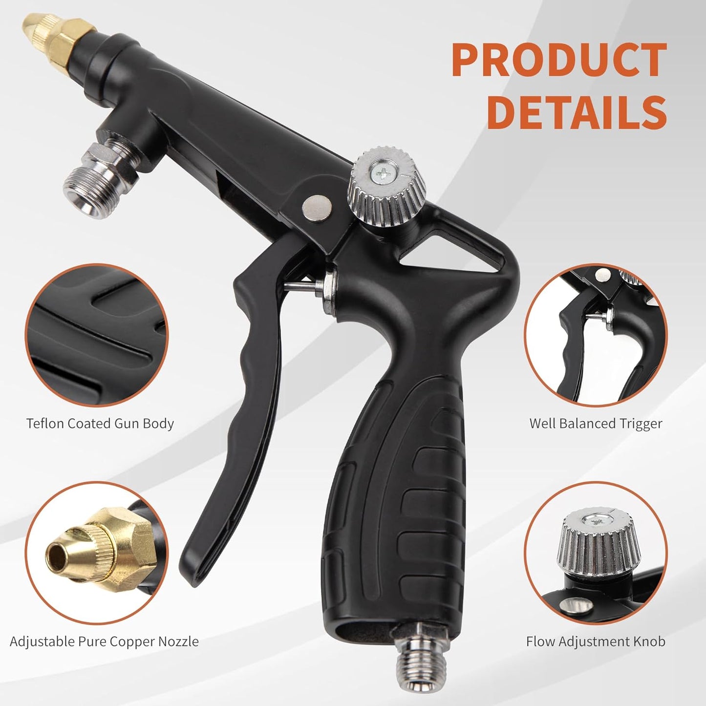 Undercoating Spray Gun with 1000CC Aluminum Cup, Straight & 360° Spray Hose, Undercoating Gun Kit for Vehicles, Rubberized Undercoat, Car Rust Proofing (Black)