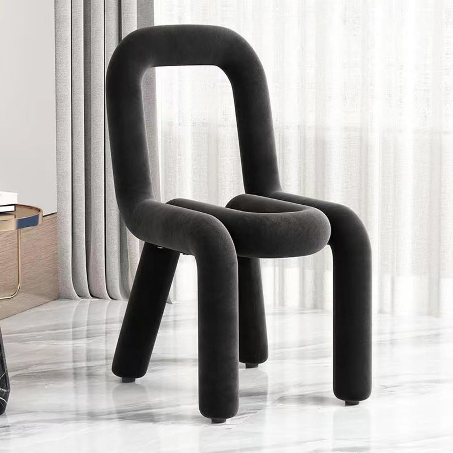 Vanity Chair with Back, Modern Ottoman - Soft Padded Seat, Makeup Stool Velvet Footrest Accent Chair for Home, Garden, Bedroom - Armless Luxury Chair for Living Room, Entryway