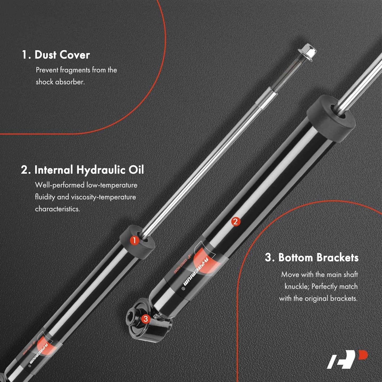A-Premium Rear Suspension Shock Absorber Compatible with Chevy Aveo 2004-2011, Aveo5 2007-2011 &amp; Pontiac G3 2009-2010, Wave 2005-2008, 2-PC Set