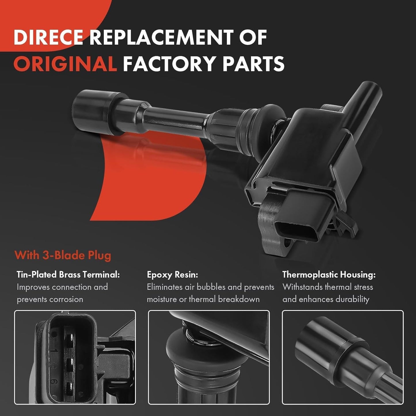 A-Premium 2 Ignition Coils with 2 Wire and 4 Iridium Spark Plugs Compatible with Mazda Protege 2001-2003, Protege5 2002-2003, 2.0L