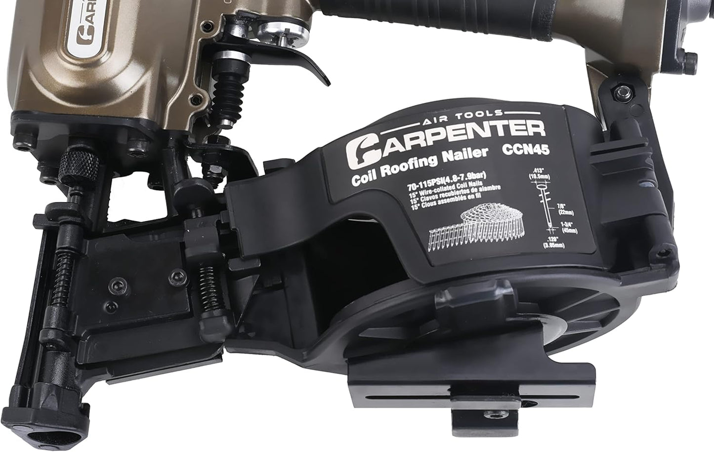 CCN45 7/8" To 1 3/4" 15° Pneumatic Coil Roofing Nailer