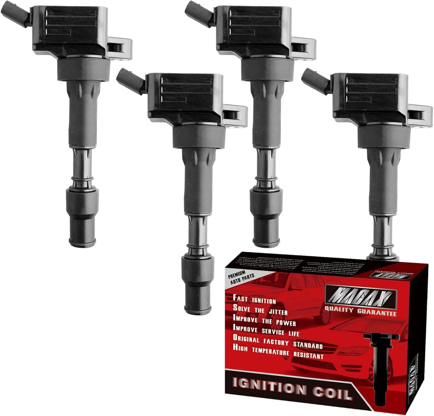 Set of 4 Ignition Coils UF652 C1803 Compatible with Hyundai Kia Dodge Accent Veloster Rio Soul Attitude - L4 1.6L