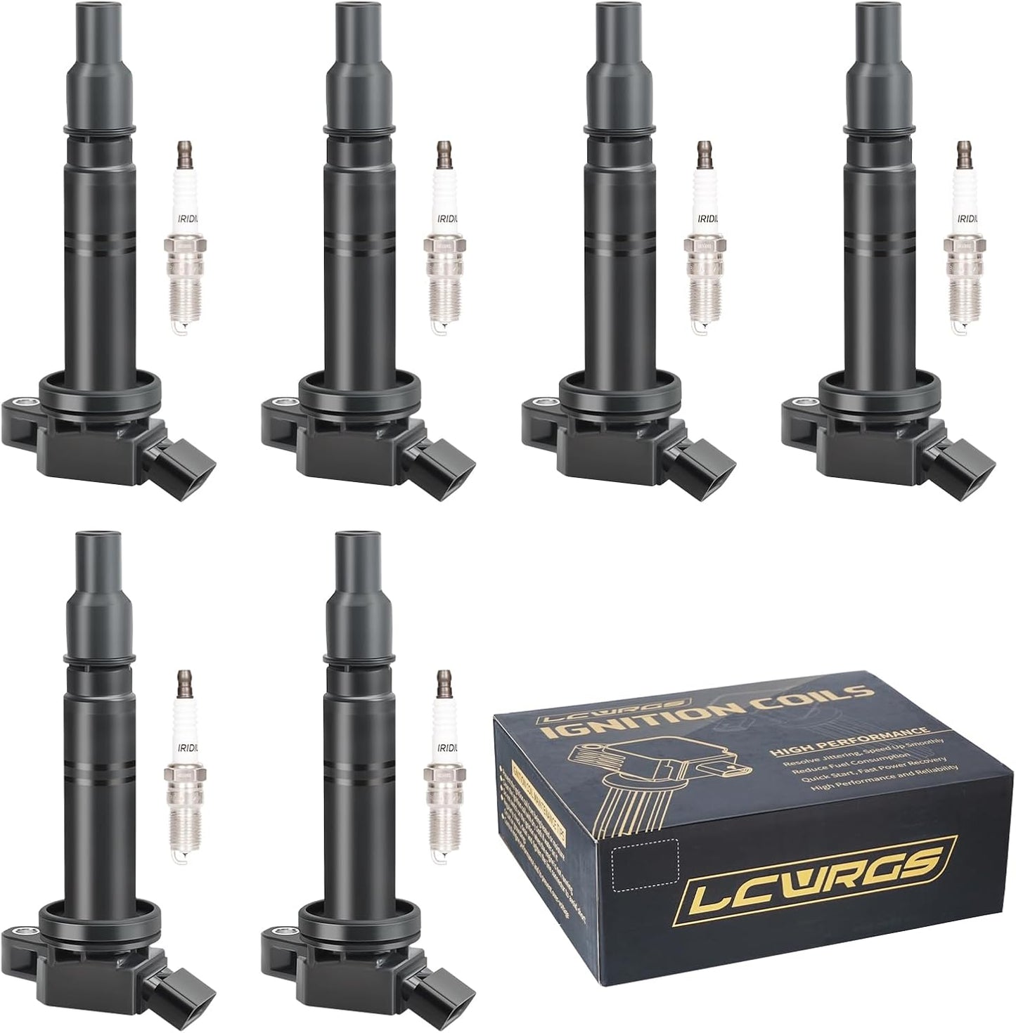 Set of 6 Ignition Coil Pack and Spark Plugs Fits for 4.0 V6 2005-2015 Toyota Tacoma, 2007-2009 Toyota FJ Cruiser, 2003-2009 Toyota 4Runner, 2005-2011 Toyota Tundra Coil Packs Spark Plugs UF495 5C1419