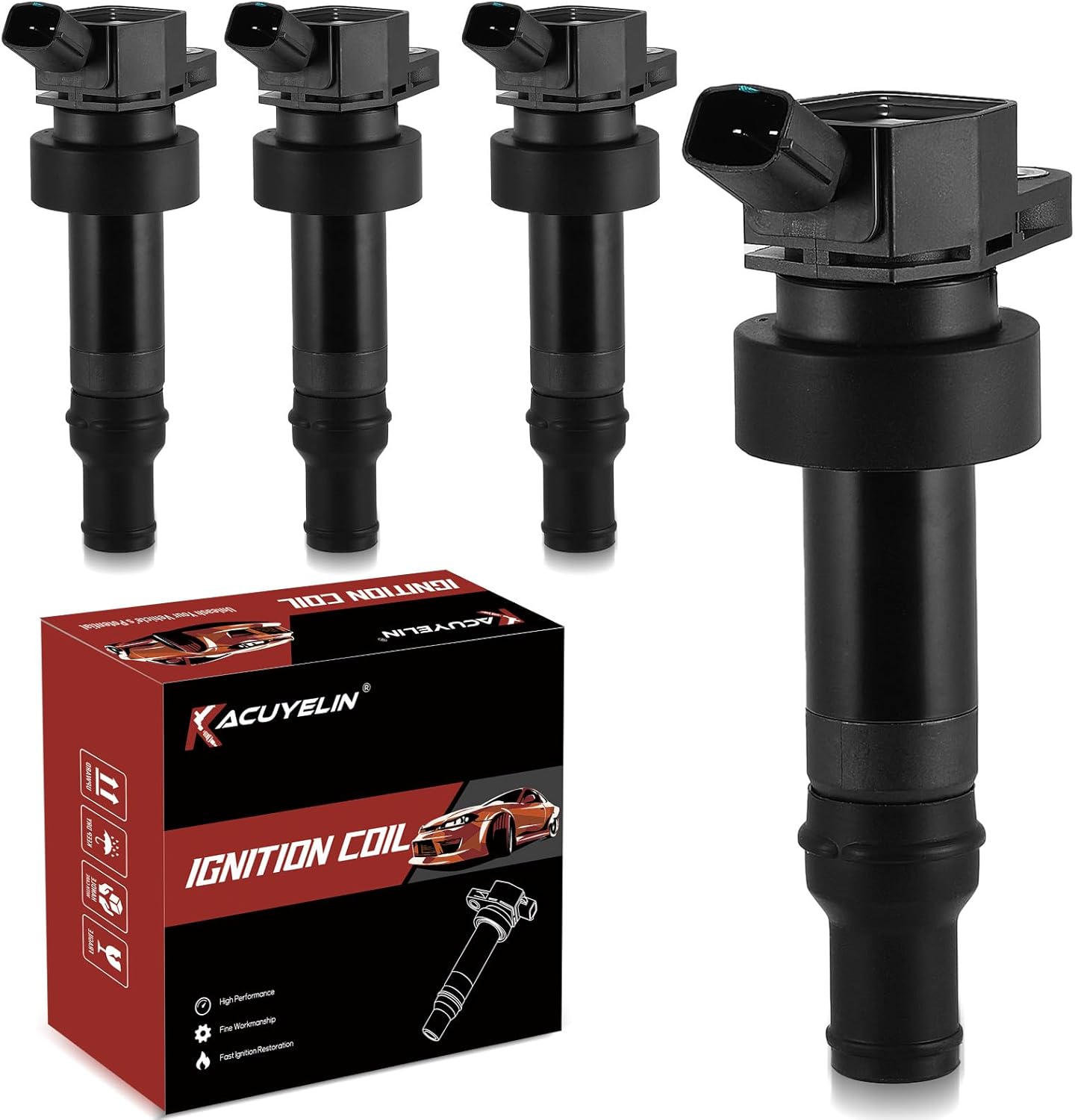UF651 Ignition Coil Pack & Iridium Spark Plugs Compatible with Hyundai Elantra GT Coupe Tucson Kia Forte Soul 1.8L 2.0L L4 2011-2019 UF651 Coil Pack Sets of 4