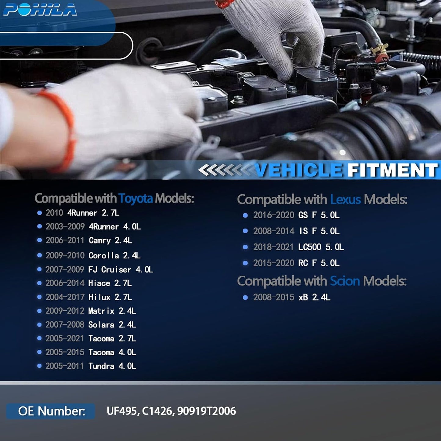 Set of 4 Ignition Coil Coils Pack Replacement for Toyota Lexus Tundra 4Runner Tacoma Solara Matrix 2008 IS F 2006 2007 2008 2009 2010 2011 Replace# UF495 C1426 90919T2006 1.8L 2.4L 4.7L 5.0L