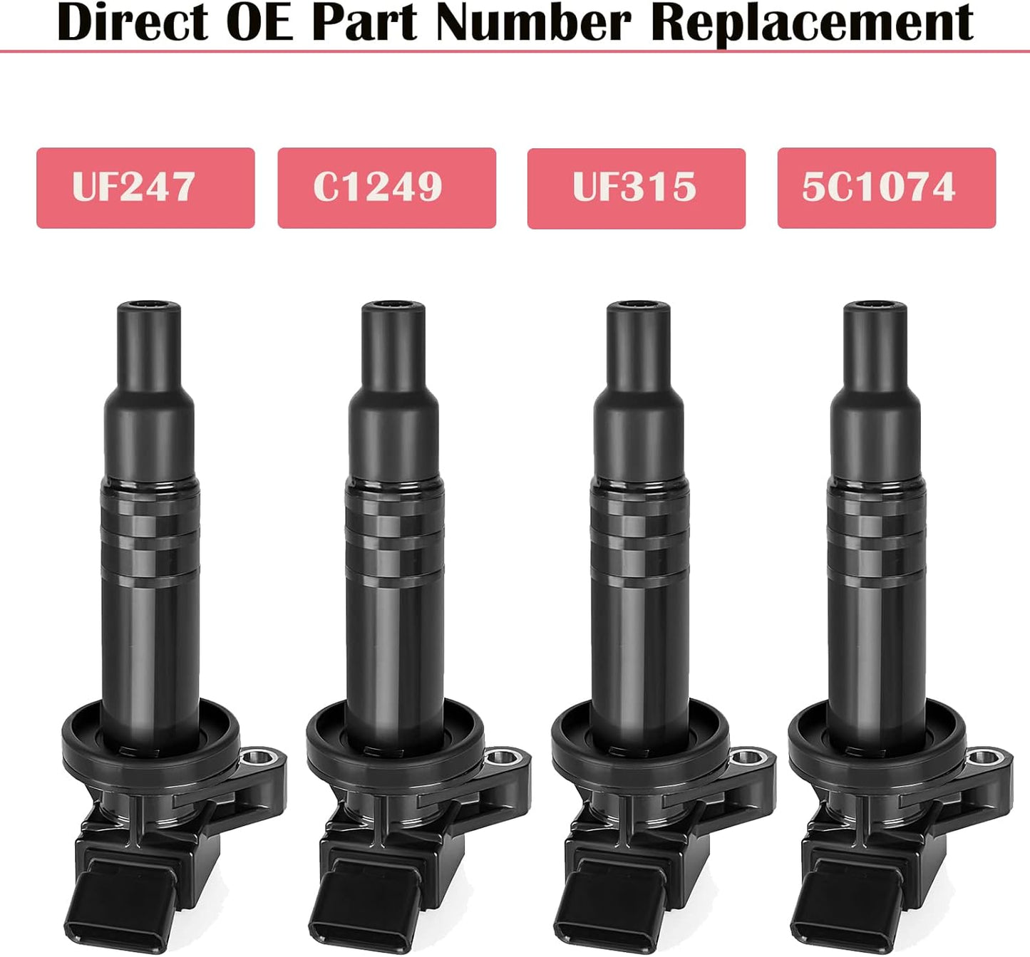 Set of 4 Ignition Coil Pack and Spark Plugs Fits for Toyota Corolla Matrix Pontiac Vibe 2000 2001 2002 2003 2004 2005 2006 2007 2008 1.8 L4 Replaces UF247 7090