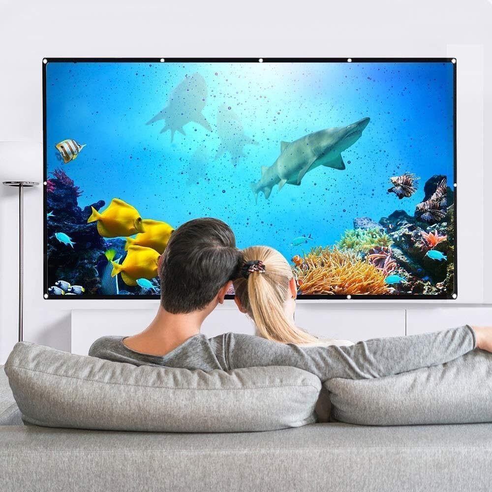 100 Inch Portable Projector Screen, 16:9 Foldable HD Polyester Projection Screen for Outdoor, Home Theater, KTV, and Conference Room Use, No Wrinkle, Lightweight