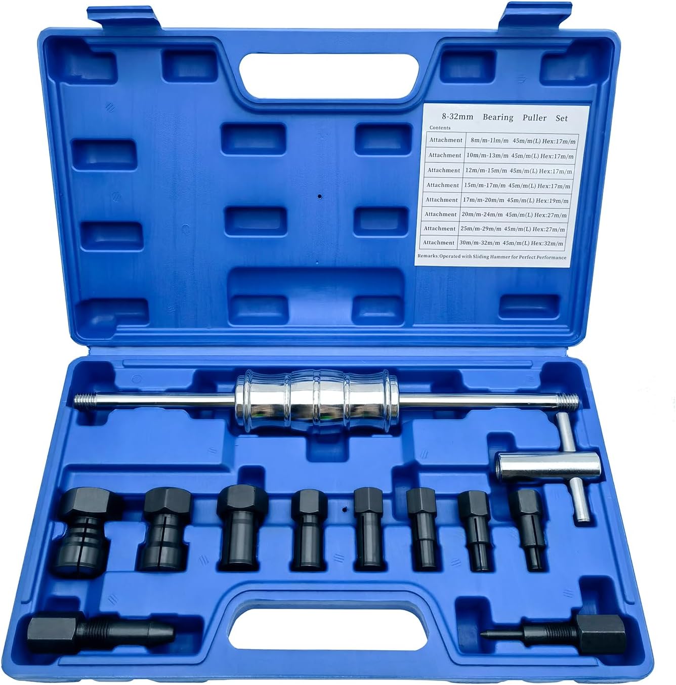 12Pcs Motorcycle Bearing Puller Kit, Blind Bearing Puller Kit, Slide Hammer Puller Set Suitable for Bearing Diameter 8-32MM