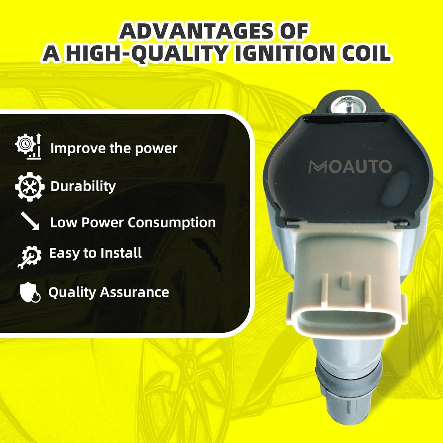 Set of 3 Ignition Coils Pack UF681 1321580003 & 3 PCS Iridium Spark Plugs Compatible with 2005-2015 Smart Fortwo 1.0L 0.8L Electric