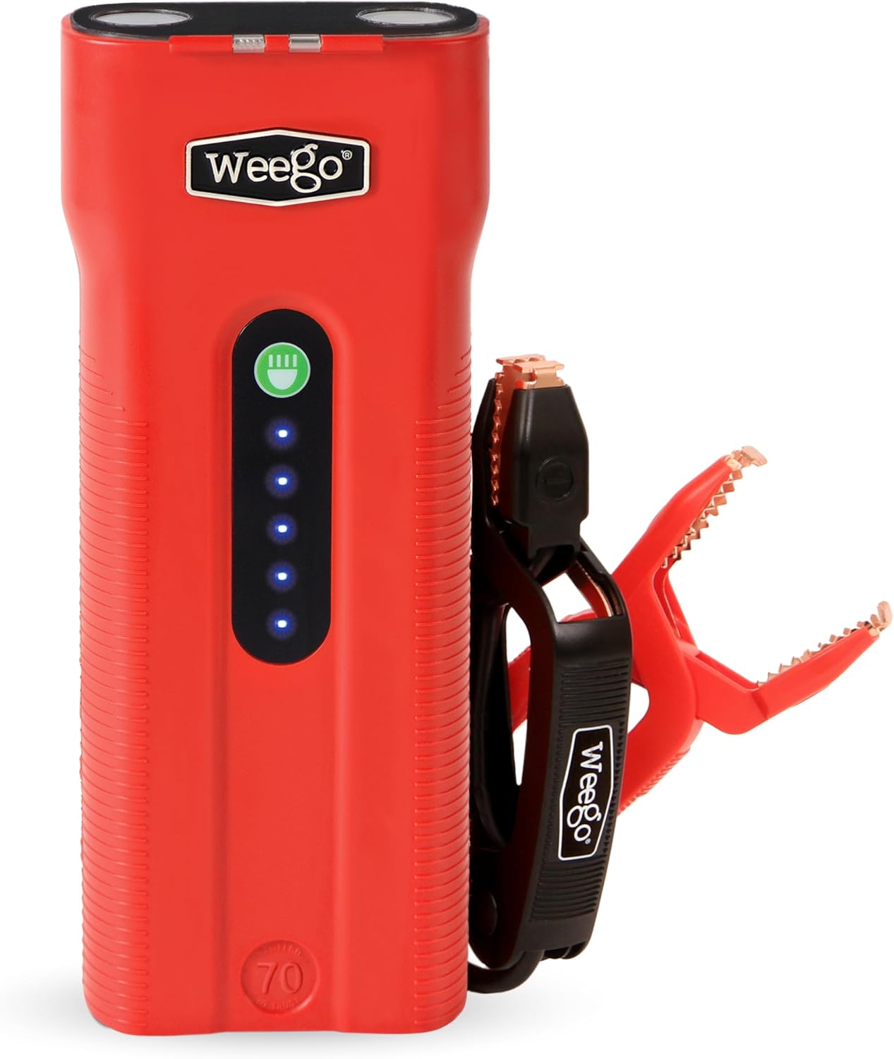 Weego 44S, 2100 Peak Amp / 440 Cranking Amp Jump Pack for 7-Liter Gas and 3.5-Liter Diesel Engines, 12-Volt Portable Car Jump Starter, Patented Jumper Cables with Battery Pack, Orange (N44S)