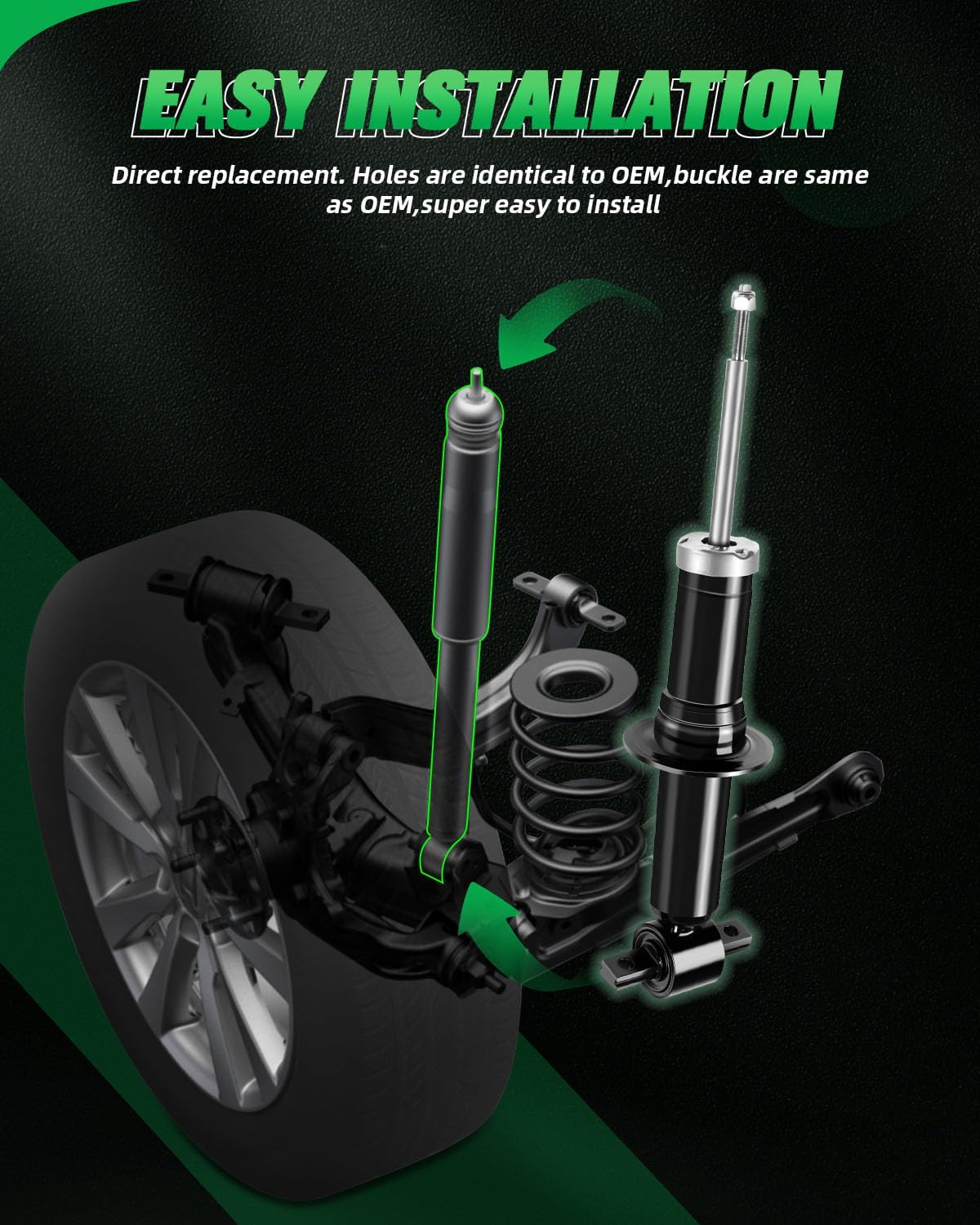 SCITOO Shocks Absorbers, Front Gas Struts Shock Absorber Fit for 2007 2008 2009 2010 2011 2012 2013 for Chevy Silverado 1500,2007 2008 2009 2010 2011 2012 2013 for GMC Sierra 1500 39105 Set of 2